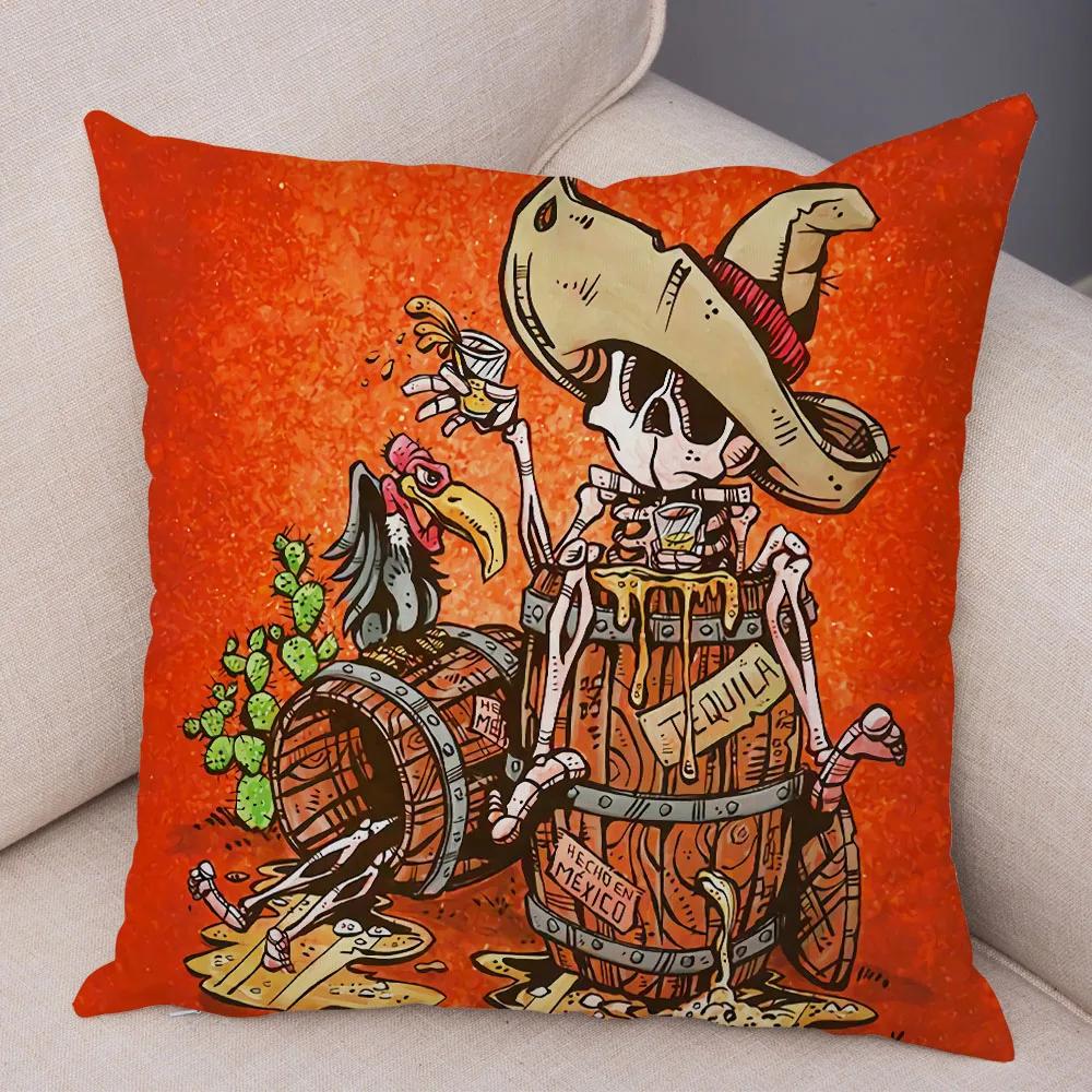 Милая мультяшная наволочка с красочным черепом, на подушку, для автомобиля, дивана, домашнего декора