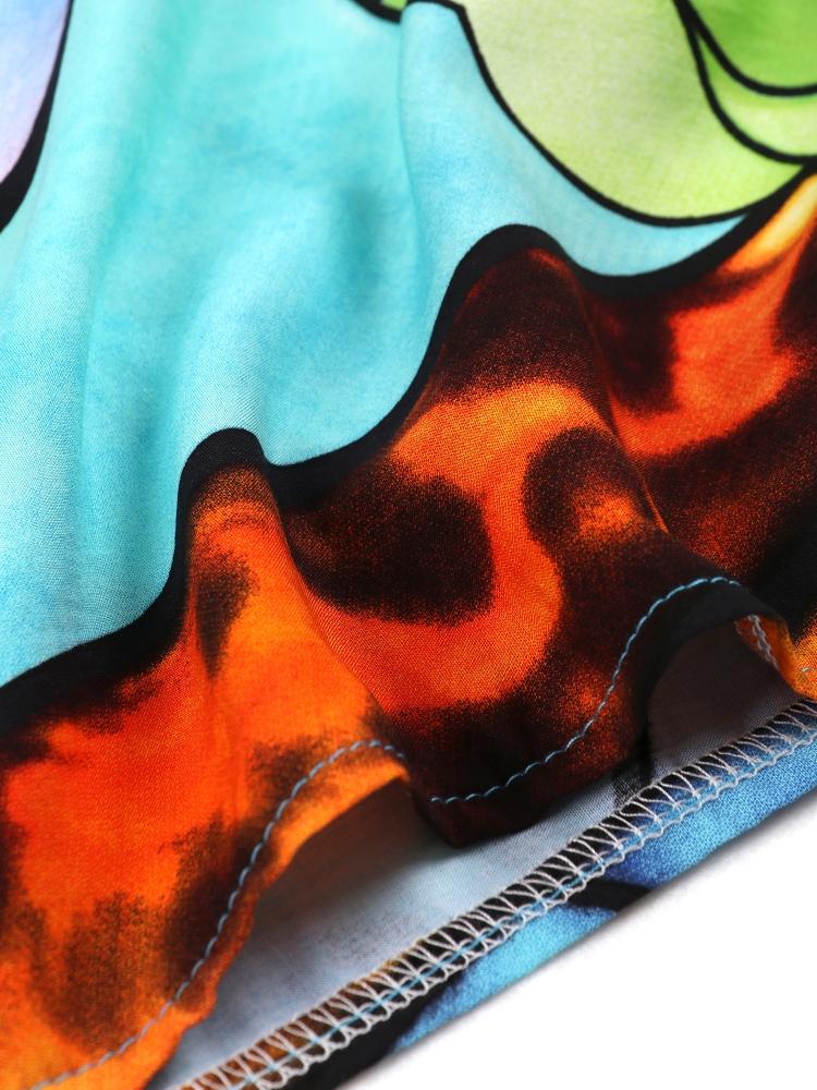 EDOLYNSA Ocean Blue Printed Women's Kaftan Plus Size House Robe Caftan Moo Moo Dress Beach Wear Homewear Swimsuit Cover-up Q1546