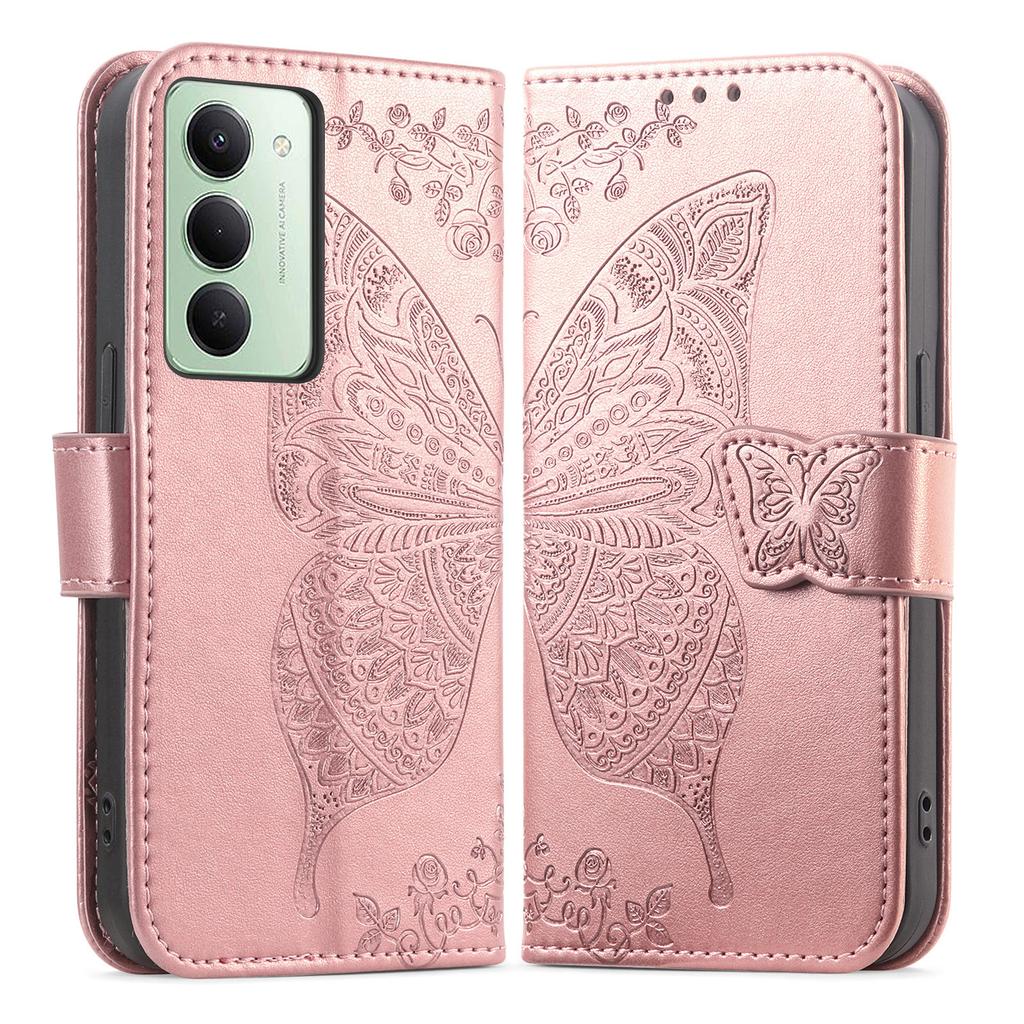 Для Xiaomi Redmi 15 4G (США) (171 мм) Чехол с ремешком с узором бабочки, кошелек из искусственной кожи, чехол для телефона