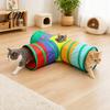Cat Play Tunnel Rainbow Toy, Collapsible Hide with Peek Hole, Zippered Toy Modular Tunnels, Can Be Freely Combined for Indoor Cats Kittens