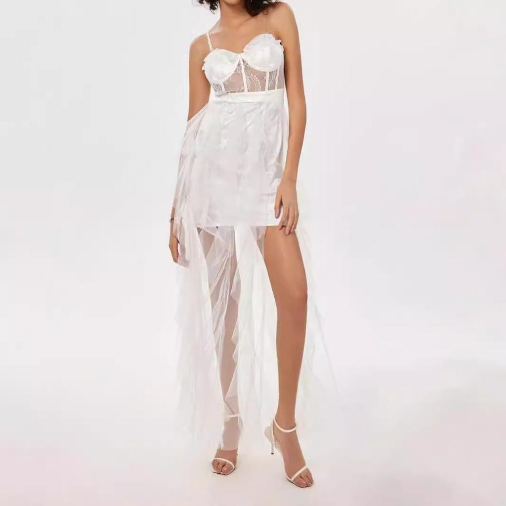 Женская одежда, сетчатое сращивание сексуальное кружевное перспективное свадебное платье свадебное платье