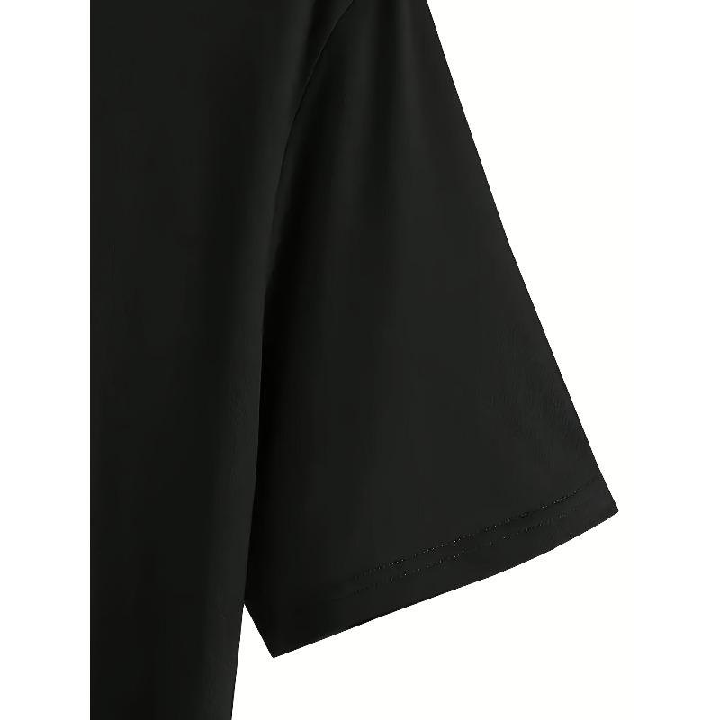 Европейские размеры Мужская футболка с графическим принтом на спине - Черная с смелым золотым lettering - Обычный крой Повседневная и для особых случаев