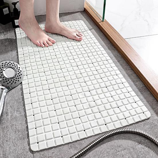 Bathroom Shower Pad with Drain Holes 3D Grid Texture Bathtub Gasket Anti-Slip Protection for Shower Bath Toilet Crack-Resistant Bathtub Mat