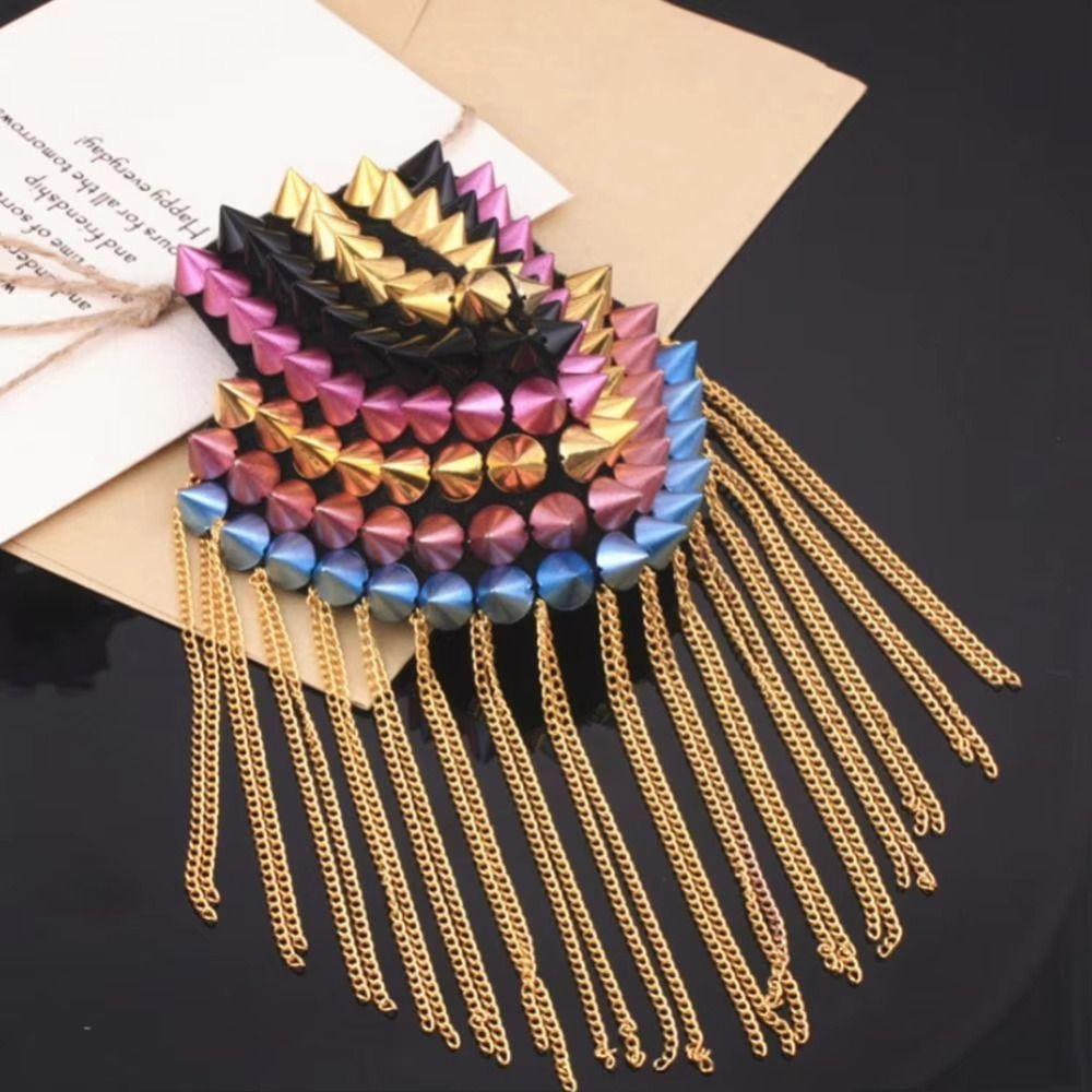 Breastpin Club Tassel Chain Epaulette Pin Jacket Vintage Brooch  Stage performance