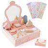 Wooden Makeup Set Play House Toys Children Simulation Dressing Table Makeup Toys Girls Small Princess Set Cosmetics Toy Girl Toy