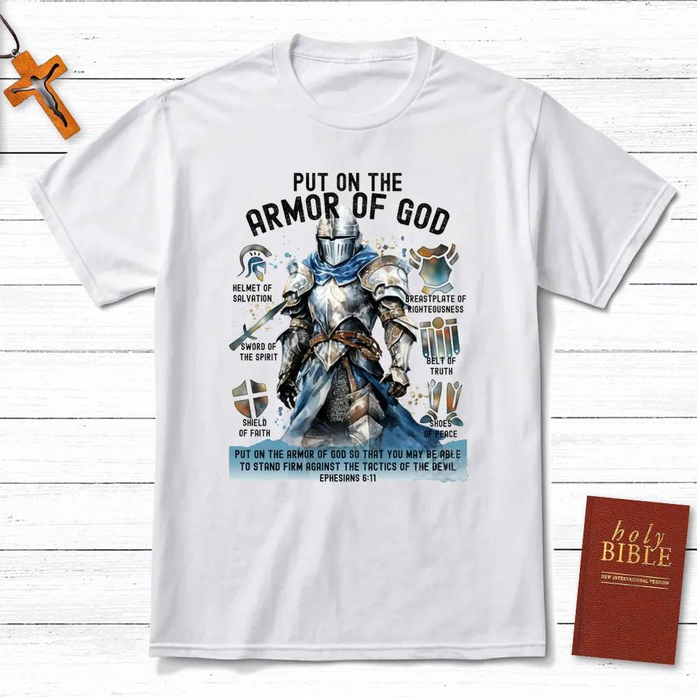 Put on The Armor of God TShirt Mens and Womens Short Sleeve Cotton Tees Y2k Shirt Men Clothing Summer Blouse Oversize Tops