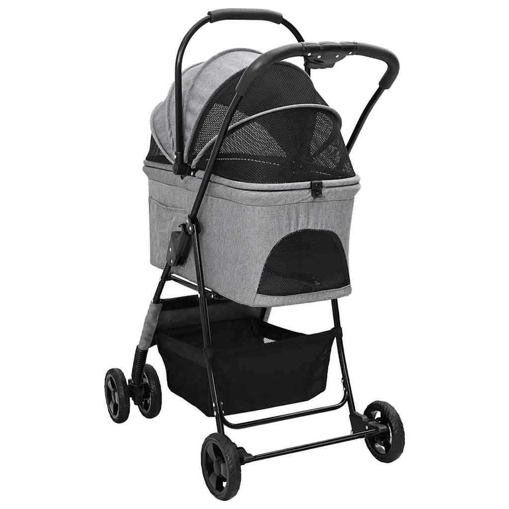 Foldable Pet Stroller Gray 81 x 47 x 99 cm Polyester