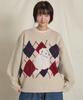 WAIKEI Maltese Argyle Crewneck Knit Oatmeal