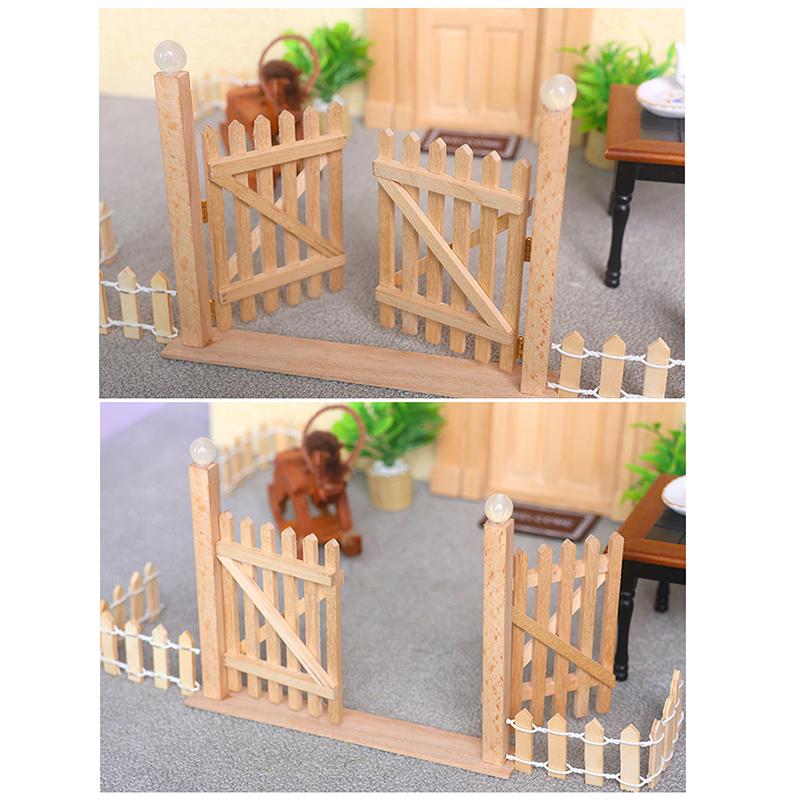 1/12 Кукольный домик Деревянный забор Ворота Модель Кукольный домик Миниатюра Сказочный сад Дверь Кукольный домик Имитация Мебель Украшение Игрушки