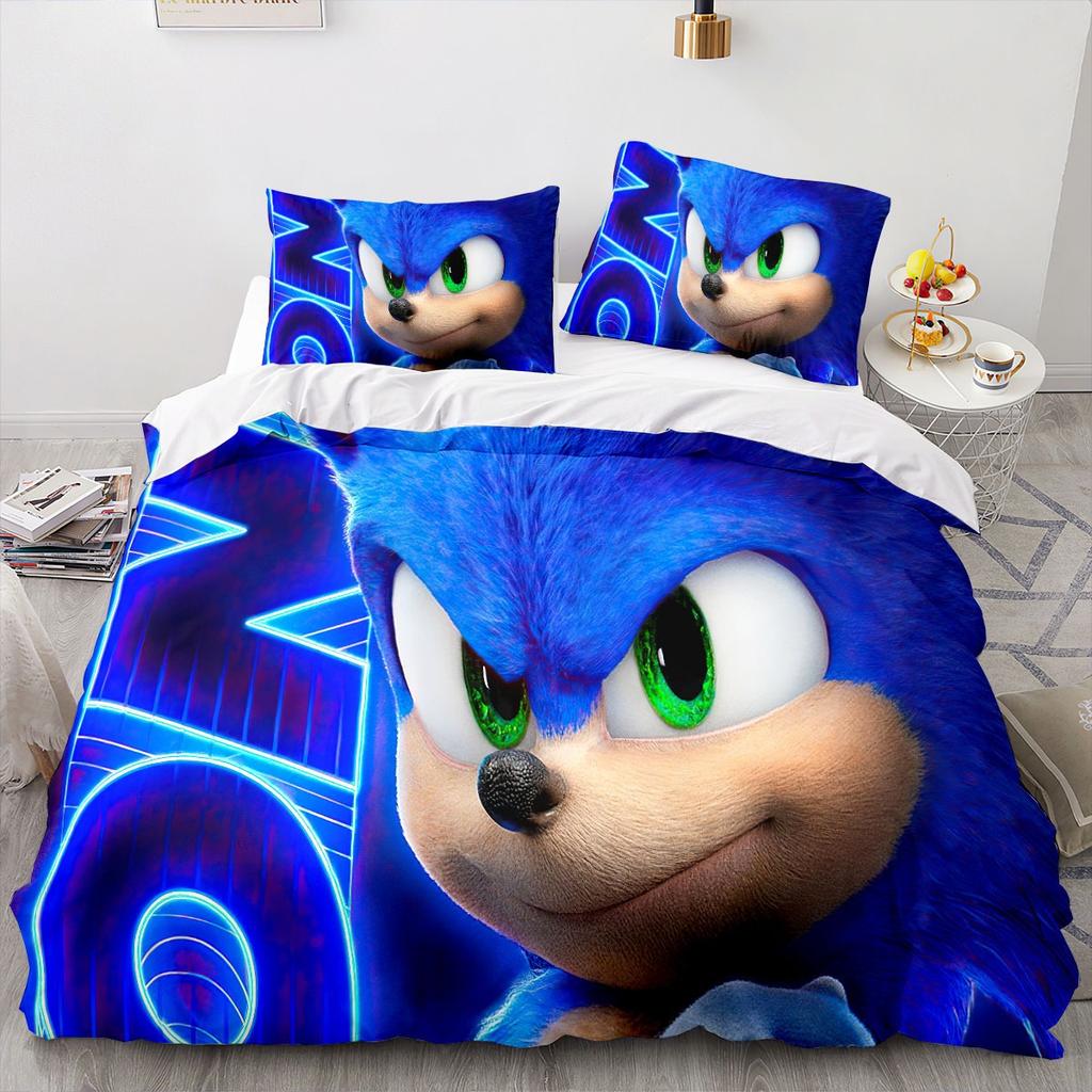 Duvet Cover Pillowcase Cartoon Movie H-Hedgehog S-SonicES 2/3 Piece Bedding Sets Twin Queen King Size Kids Adult 2/3piece set