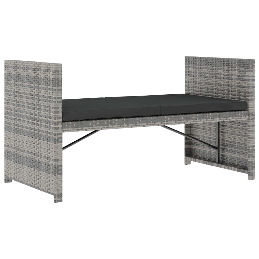5 Piece Garden Lounge Set with Cushions Poly Rattan Grey