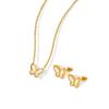 18k Gold-Plated Korean Minimalist Butterfly and Seashell Necklace & Earring Set