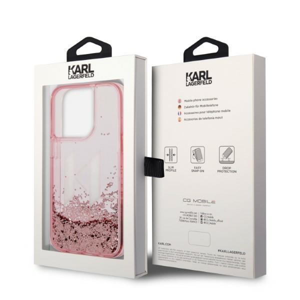 Etui do iPhone 14 Pro Karl Lagerfeld Liquid Glitter Różowe