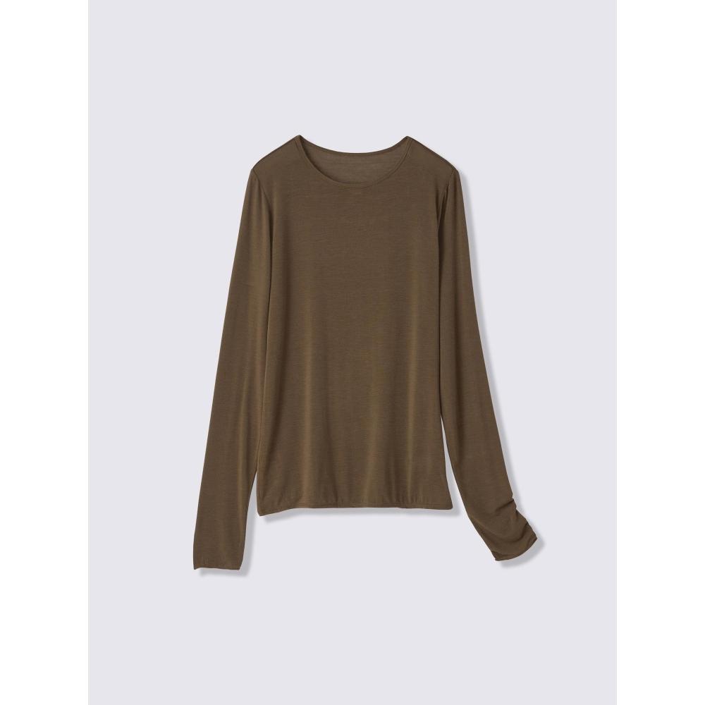 GU by Uniqlo Теплая прозрачная футболка с круглым вырезом, 1/2 рукава