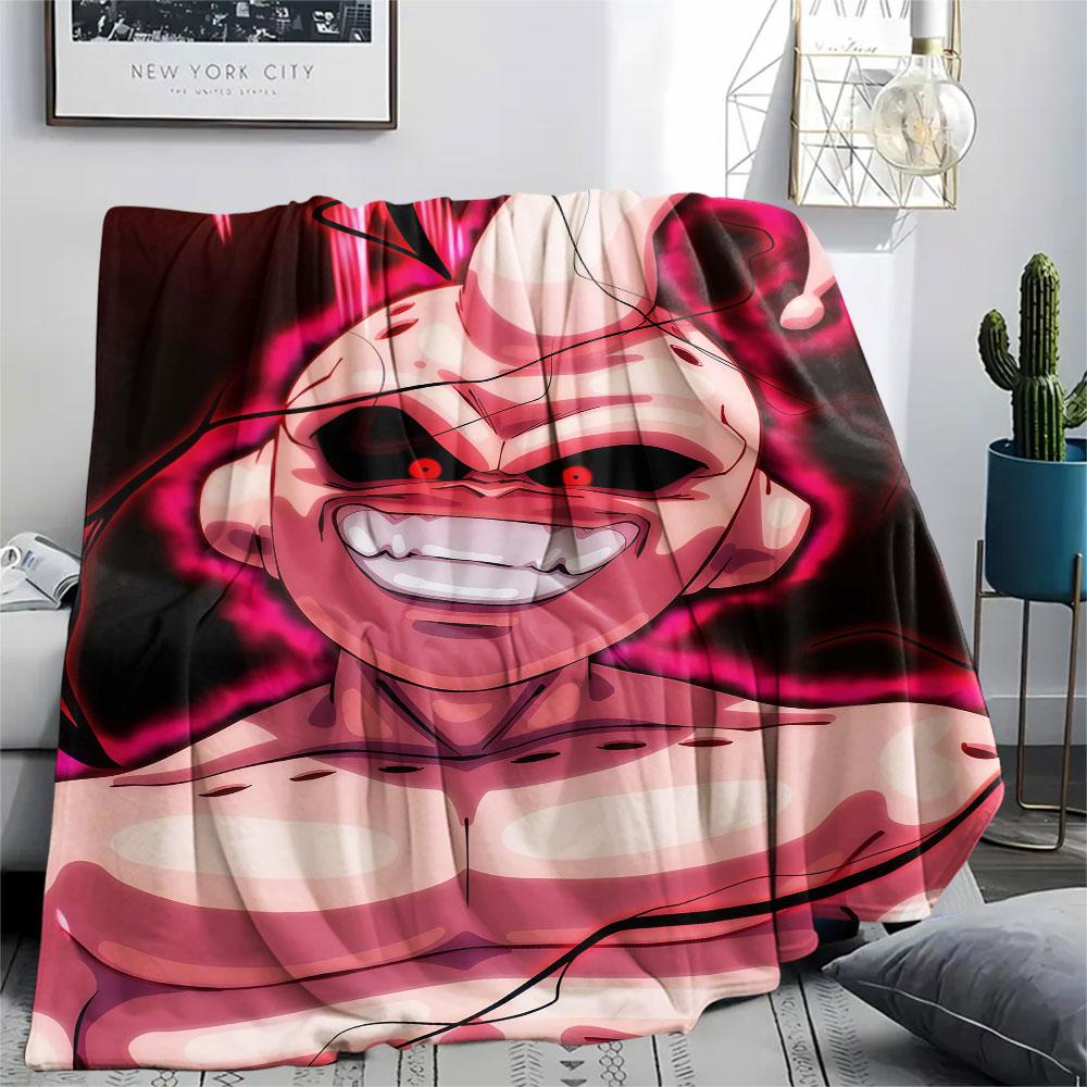 1Pc Majin Buu Print Flannel Blanket, High quality Comfortable for All Seasons, Home Decor, Warmth and Comfort, Perfect for Christmas Gifts