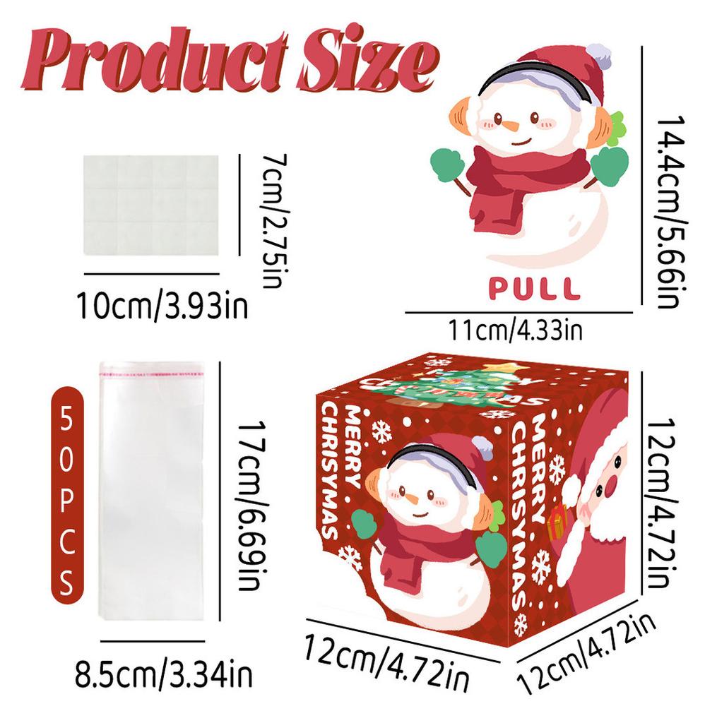 Snowman Cartoon Pattern Red Gift Box Christmas Decoration Prop Atmosphere