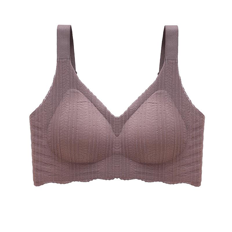 European and American large size comfortable women's underwear integrated fixed cup wide shoulder strap no steel ring large cup size bra