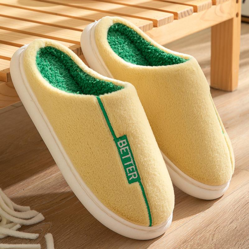 Женские уютные хлопковые тапочки с вышивкой бабочки, домашняя обувь из ткани в повседневном стиле, теплая плюшевая домашняя обувь с нескользящей подошвой