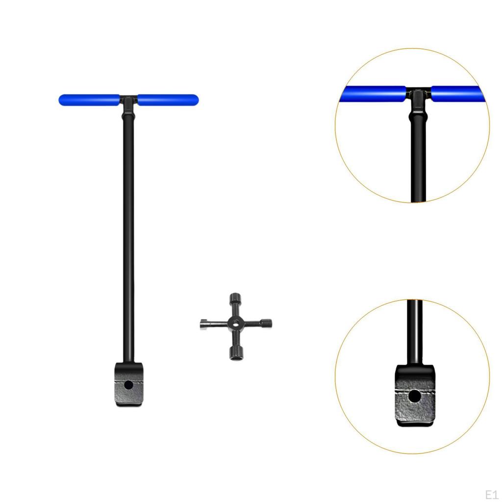 Water Meter Key Wrench,Plumbing Tool T Handle Shut Off 4 Way Utility for Curb Main