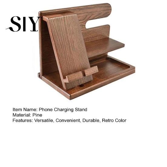 Universal Phone Charging Stand Wooden Desk Organizer Rack Stable Sturdy Holder Groove Design Mobile for Home Room Compatible