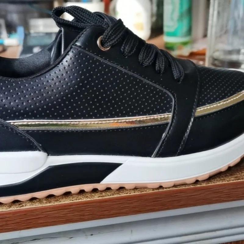 Женские кроссовки на платформе, осенние, новые, модные, с круглым носком, повседневные, со шнуровкой, спортивные туфли, женская нескользящая обувь для ходьбы