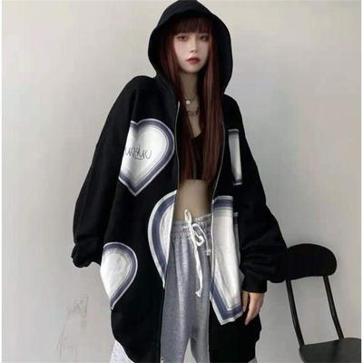 Женские худи больших размеров Y2k весна осень с принтом на молнии уличная одежда кибер куртки кардиган готические панк оверсайз толстовки