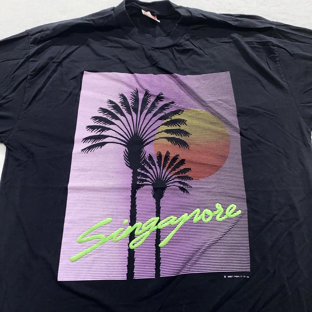 Винтажная футболка 90-х SINGAPORE SUNSET РАЗМЕР M/L пляж серфинг