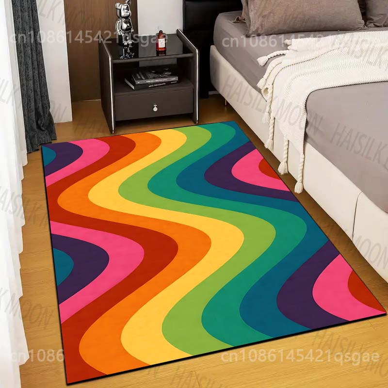 Персонализированный ковер с принтом «Цветные волны» для гостиной, спальни, дивана, домашнего декора. Нескользящий коврик. Современные ковры. Большой размер.
