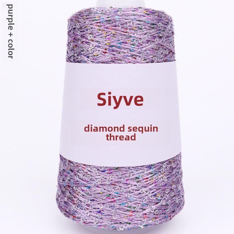 Пряжа с пайетками Siyue 2 мм - шерстяная пряжа ручной работы для проектов своими руками (100г)