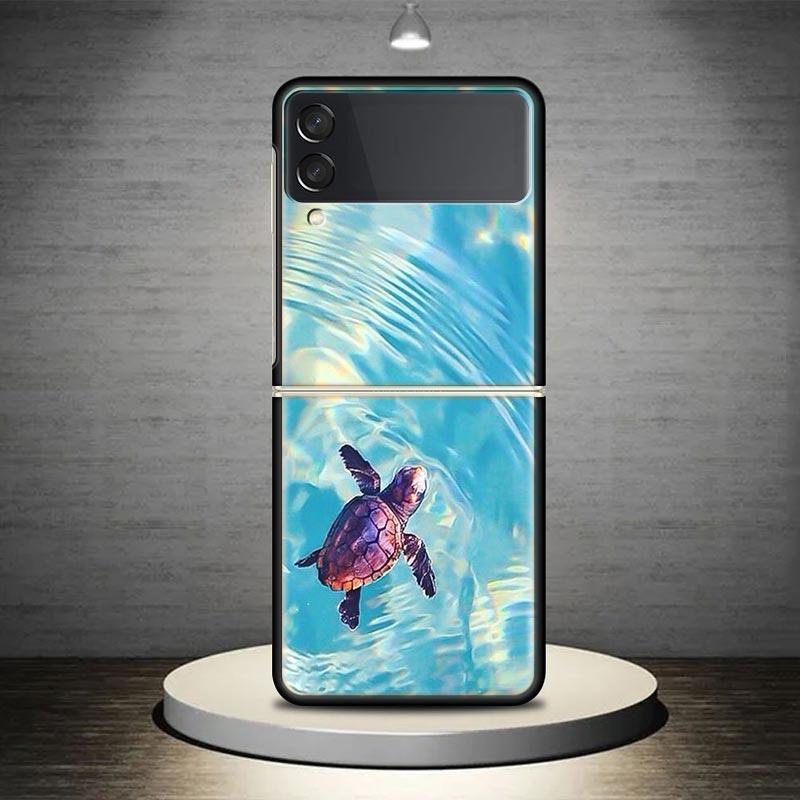 Чехол для телефона Морская Черепаха Аква для Samsung Galaxy Z Flip7 Flip6 Flip 7 6 5 4 3 Flip3 Flip4 Flip5 5G Ударопрочный Fundas Galaxy Z