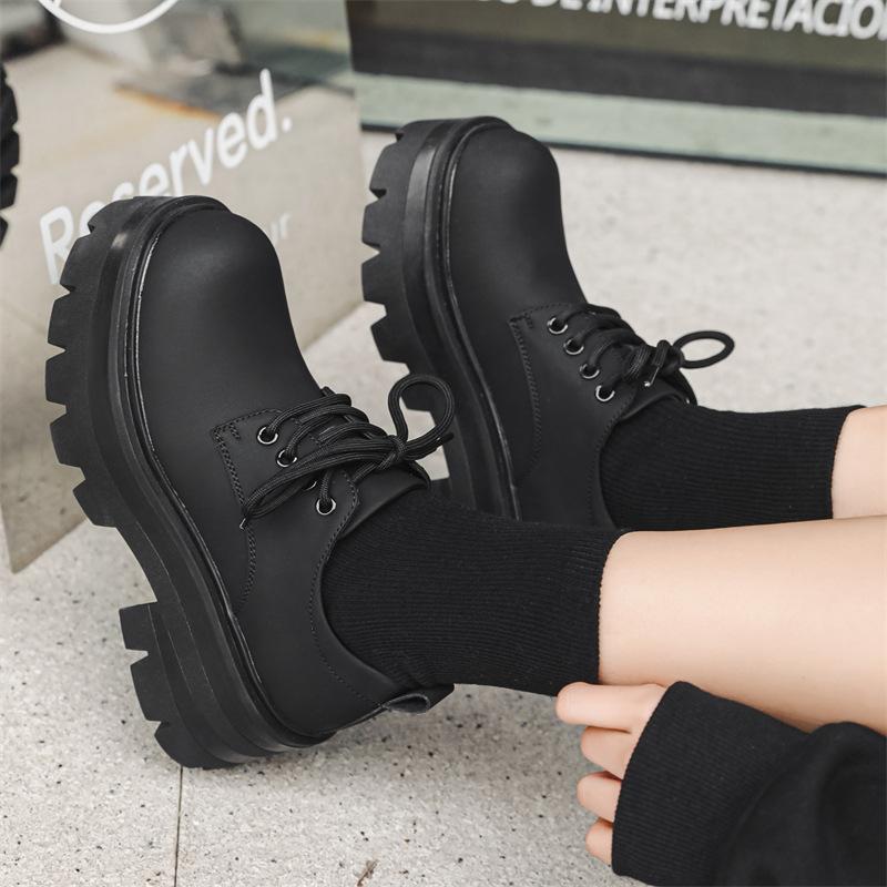 Thick-soled Heightening Shoes Derby Shoes Men's New Matte High-end Men's Casual Black British Style Small Leather Shoes