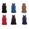 Women Dress Medieval Royal Style Lace-up Hooded Bat Sleeve Maxi Dress Waist-Cinching Square Collar Stage Performance Renaissance Cosplay Costume