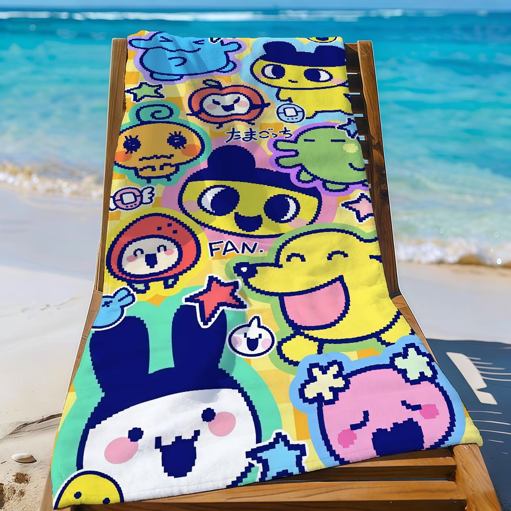 Мультяшное полотенце T-Tamagotchi Быстросохнущие пляжные полотенца Подходят для бассейнов, кемпинга, йоги и спортзала