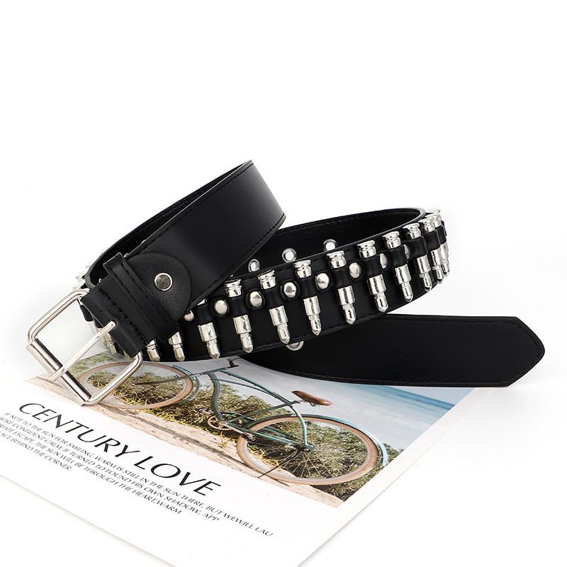 Punk Womens Rock Leather Belt With Rivet Eyelet Design For Styles Streetwear