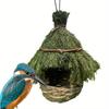 1Pc Bird Nest Hand-Woven Natural Grass Hummingbird House Hanging Birdhouse for Garden Outdoor Decoration