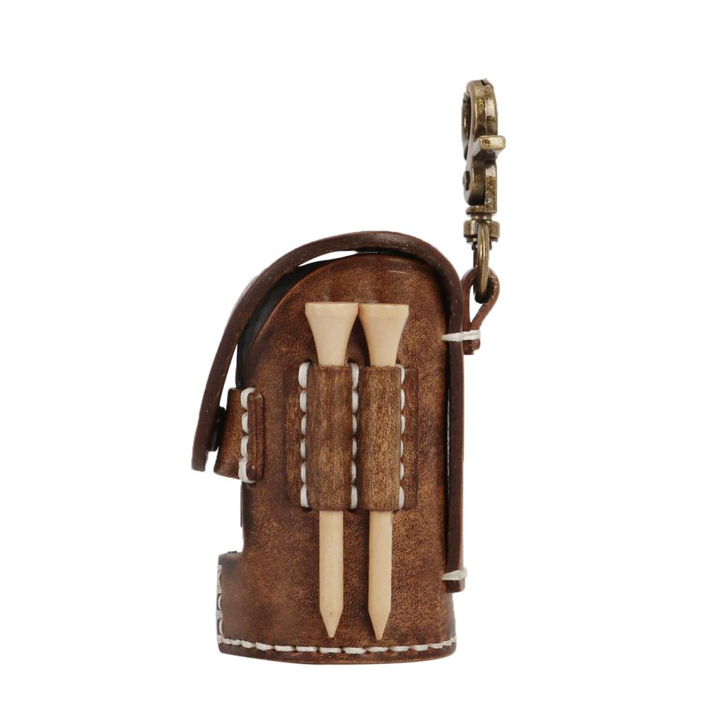 TOURBON Vintage Golf Ball Bag Pouch Divot Tool Holder Tee Holder 2 Ball Leather Waist Golf Carrier