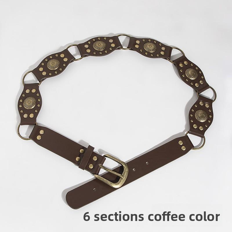 Artistic Vintage Faux Leather Belt With Irregular Design And Metal Buckle For Womens Casual Wear