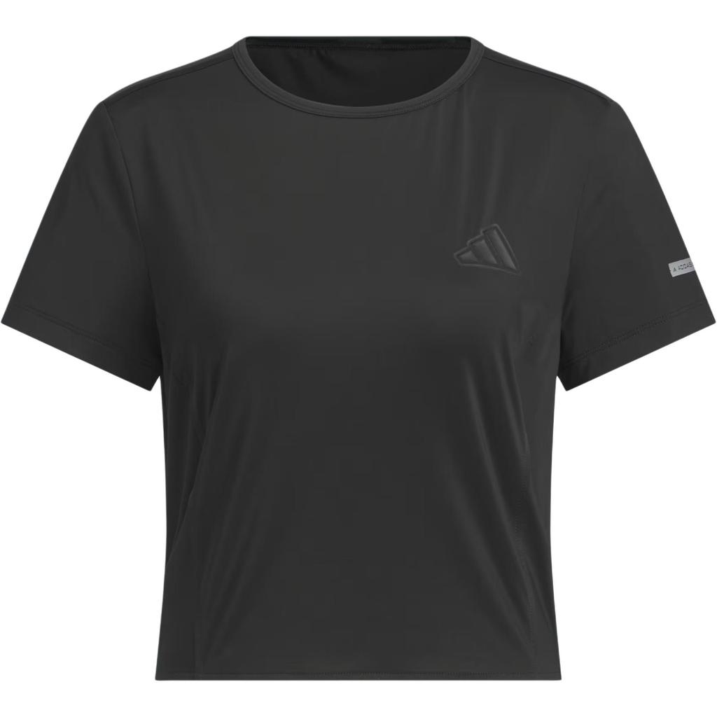 adidas Футболка женская с коротким рукавом и круглым вырезом, вязаная, с логотипом Cool Feeling, черная JN0703