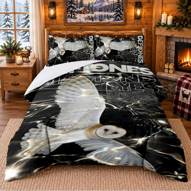 Deftones Pattern Bedding 3Pcs Set Bed Sheet And Pillowcases For Indoor Bedroom