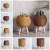 Rattan Woven Flower Planters With Removable Legs Wove Plant Stand Practical Flower Pot