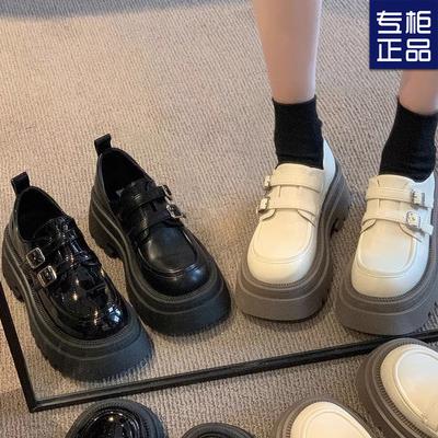 Маленькие кожаные туфли для женщин в британском стиле, осенние новые модели, с юбками, на платформе-маффине, форменные одинарные туфли