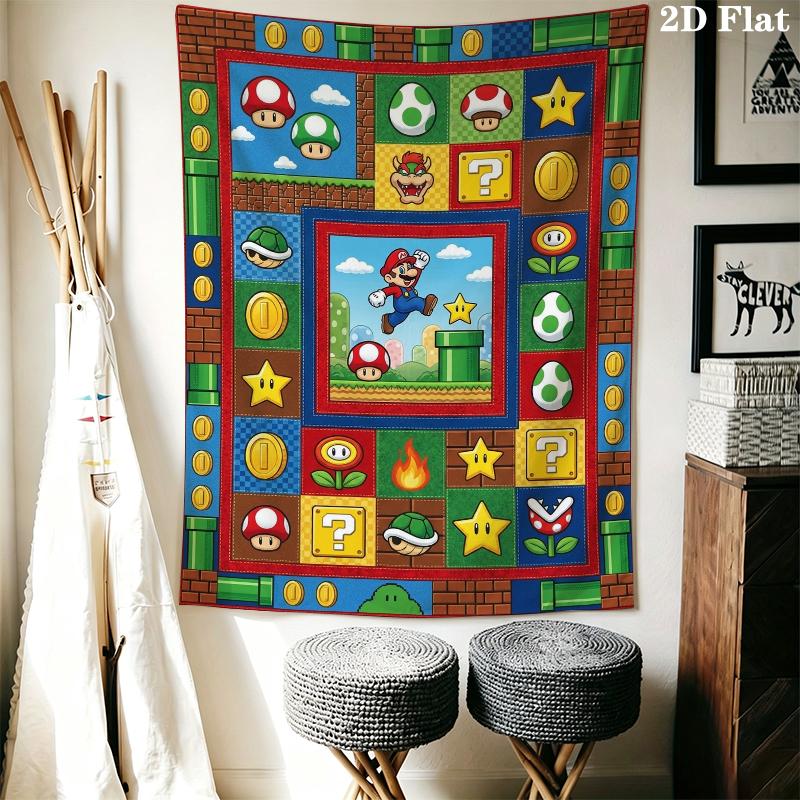 Mario Wall Tapestry Aesthetic Wall Hanging Printed Fabric Blanket Decorative Tapestries for Bedroom Living Room Home Decor
