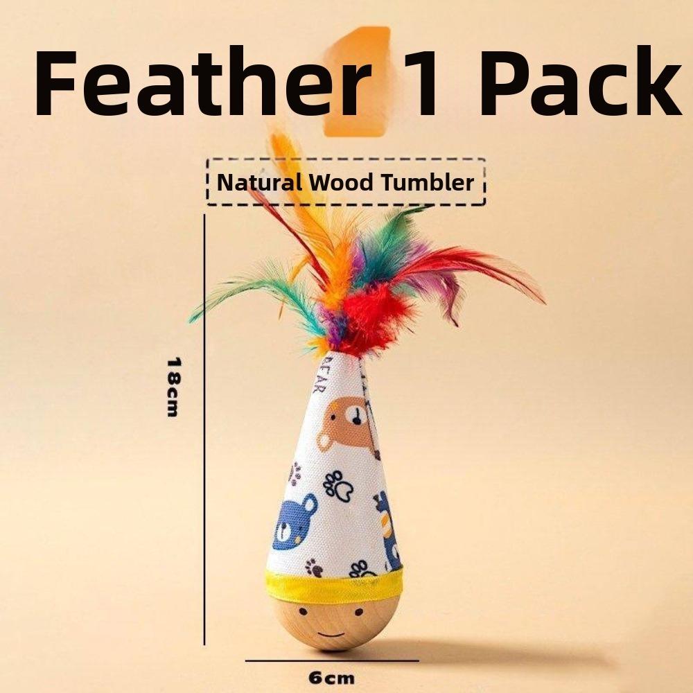 Wear-Resistant Cat Tumbler Wobbler Cartoon Pattern Wobble Ball Interactive Cat Toy for Kitten Play