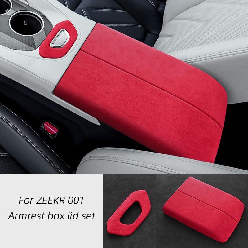 Italian Suede Overlay Interior Cover for Zeekr 001 2021 2022 2023 Central Gearshift Panel, Gears Lever, Armrest, Steering Whell