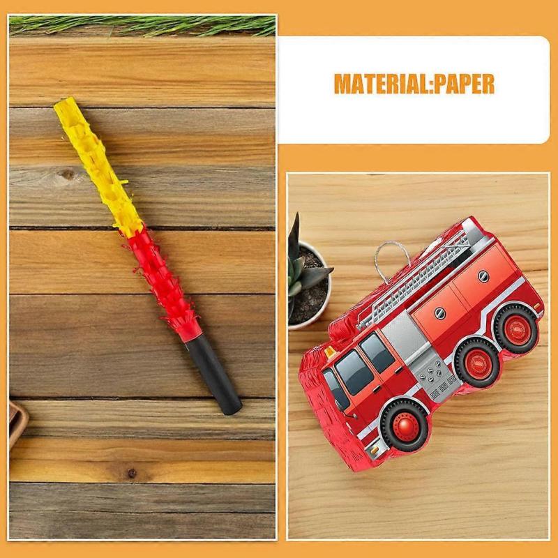 Fire Truck Pinata Party Decoration Interactive Activity For Kids Boys Birthday Party Supplies Red 41.00X22.50X8.00CM Candy Dispenser 1Set