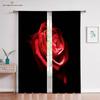 Шторы с принтом Red Rose Retro Romantic, гостиная, спальня, кухня, украшение окна, украшение дома, 2 шт.