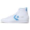 Cons Pro Leather Comfortable Non-Slip Shock Absorption High-Top Board Shoes Unisex White Blue