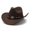 Western Cowboy Top Hat Bullhead Top Hat Men'S And Women'S Roll Along Jazz Hat Fashion Riding Hat