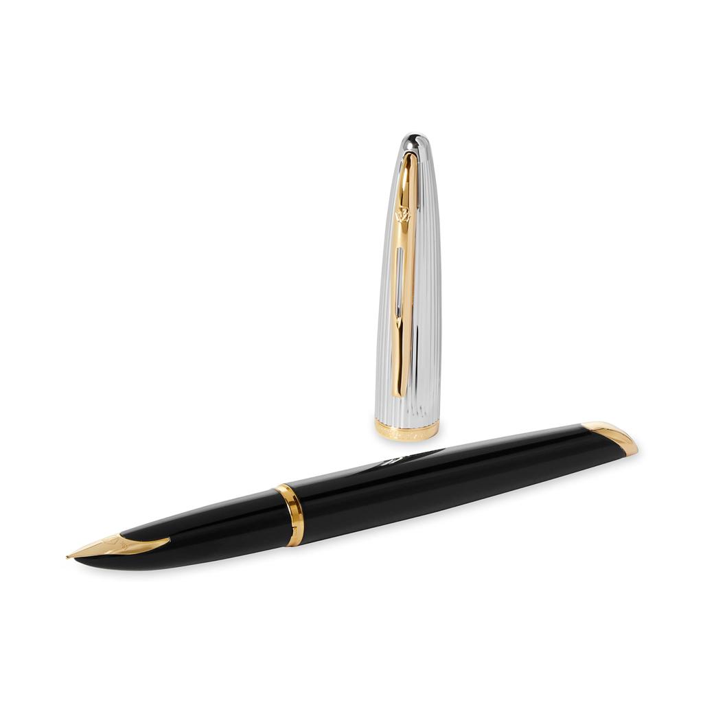 Waterman Fountain Pen Karen Deluxe Black Silver GT Fine Point 18K Gold Nib Gift Box Genuinely Imported S0699920 &