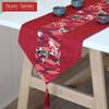 1PC Red Chinese Style Festive Retro Cotton and Linen Printed Table Runner for Dining Table Coffee Table Home Decor Nuan Series